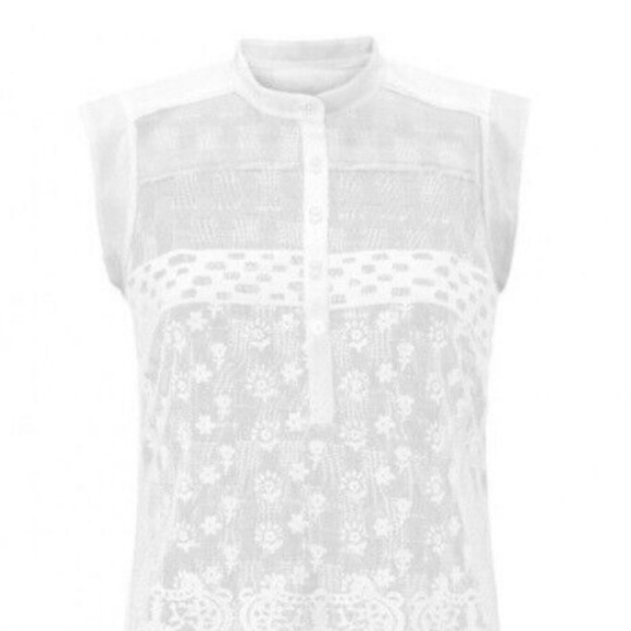 CAbi Tops - CABI Prudence White Lace Sheer Top w/ Veri White Top Size S